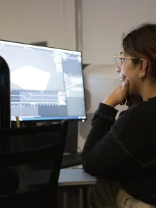 Student working at a computer