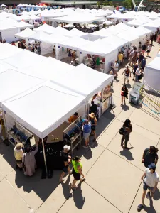 TOAF tents and visitors walking around.