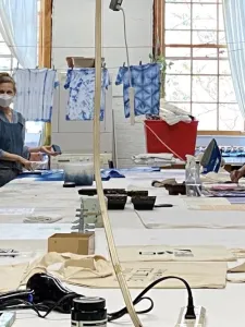 Artists working in Contemporary Textile Studio space.