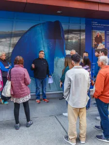 a group of people standing