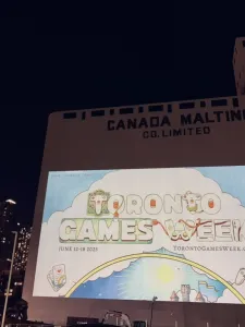 Toronto Games Week projection on the Canada Malting Silos.