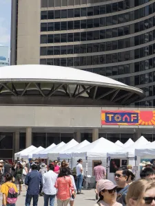 Panoramic photograph of Toronto City Hall and TOAF.