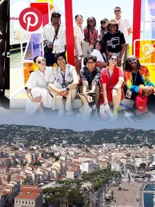 Composite photo of Cannes Lions trip participants (top row) and bottom photo shows view of Cannes.