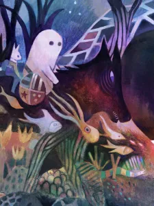 Forest night illustration