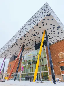 OCAD U and the Sharp Centre with snow on the ground
