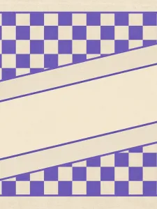 Beige background with purple checkered pattern in foreground