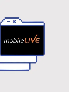 Beige background with three folder icons stacked on top of each other and the mobileLIVE logo in the foreground. 