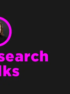 Research Talks header image with Suzanne Stein's photo