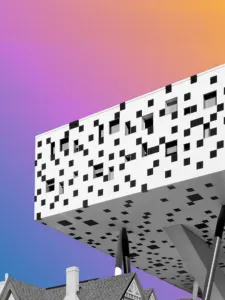 Sharp Centre for Design with a colourful gradient background