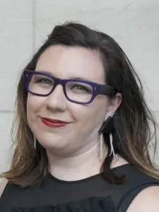 a woman with shoulder length hair