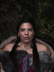 A woman with long braided hair