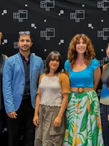 Group photo showing five teaching award recipients with Dr. Sandra Gabriele