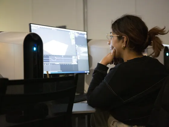 Student working at a computer