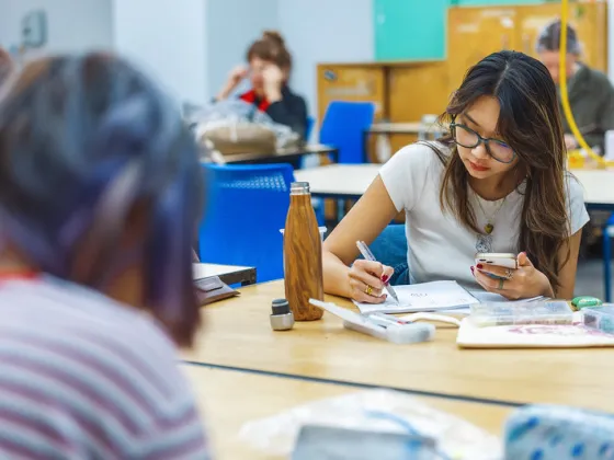 Students working in open studio