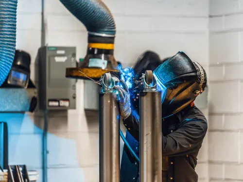 Student welding