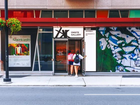 Onsite Gallery Facade featuring large mural on the windows