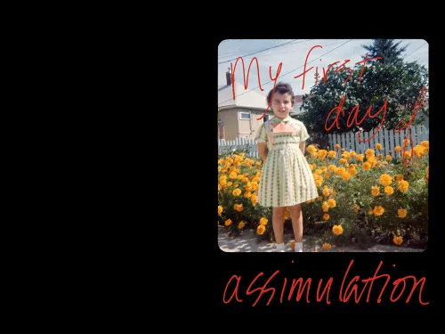 Artwork by Rosalie Favell: Rosalie Favell, My first day of assimulation, 1996 (remastered 2024) from the series From An Early Age. Image courtesy of the artist.    