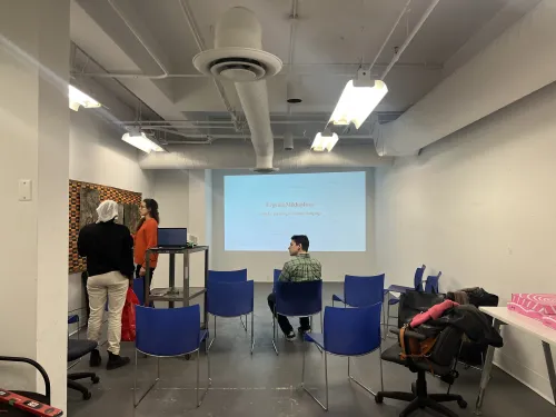 students in critique room