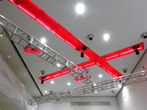 Ceiling of the great hall with lighting rigs
