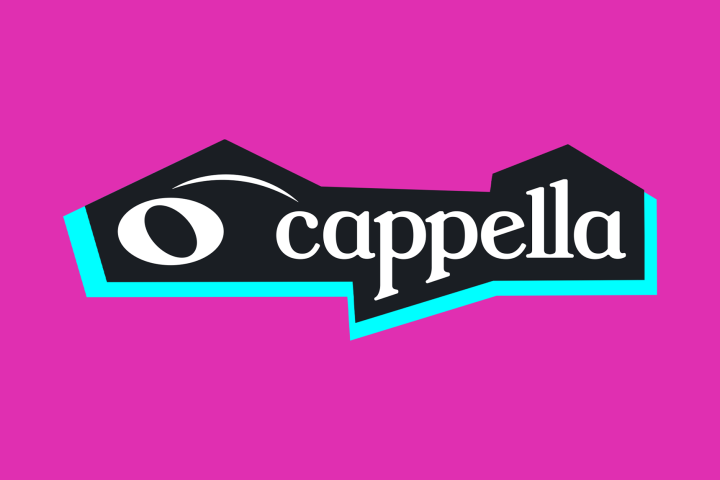 Words O Cappella on a Pink background
