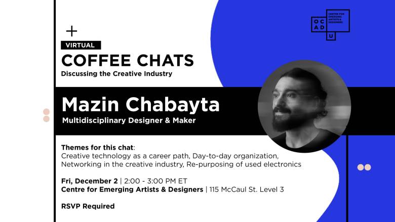 Mazin Coffee Chat photo of Mazin with Coffee Chat graphic