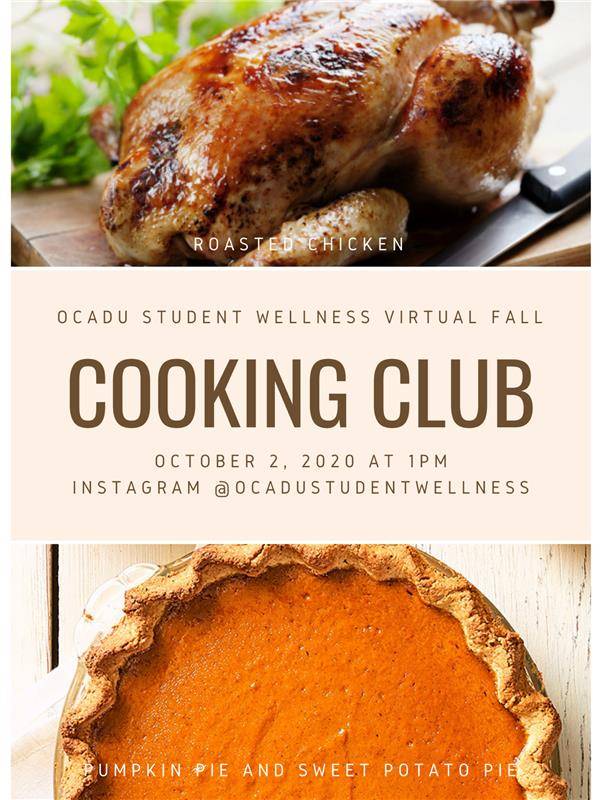 Cooking Club Poster October 2020 - Chicken, Pumpkin Pie, Sweet Potato Pie