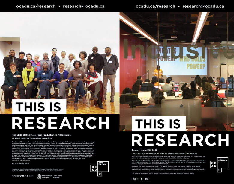 A JPEG Of the two posters for Andrea Fatona and Cheryl Giraudy's research.