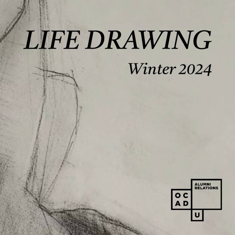 A grey and black poster with black text reading "Life Drawing Winter 2024"