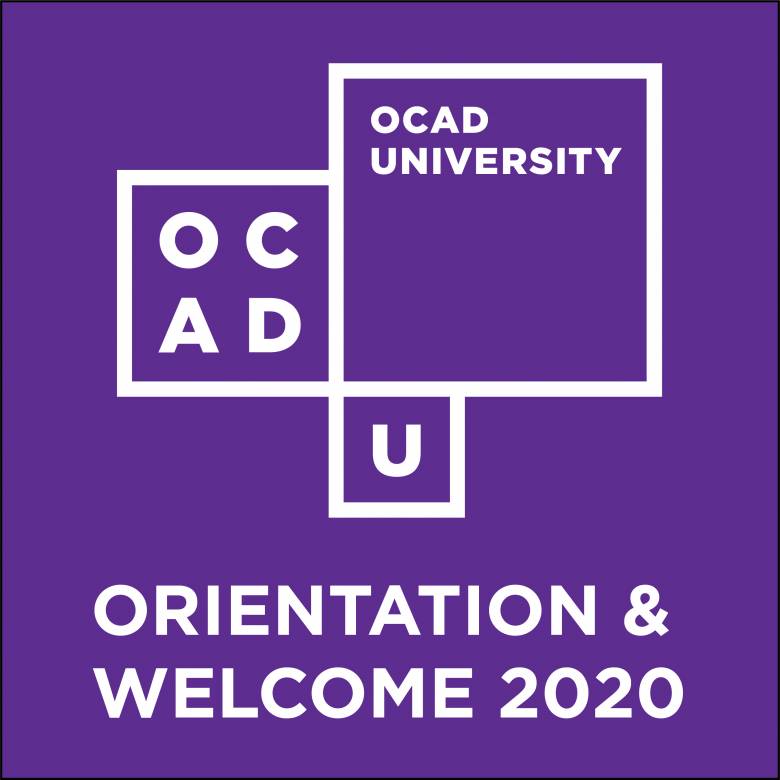 Image graphic showing OCAD University logo with accompanying text: Orientation and Welcome 2020