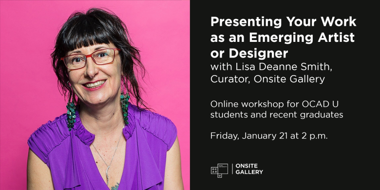 A headshot of Lisa Deanne Smith on the left, text with workshop info on the left (repeated in text)