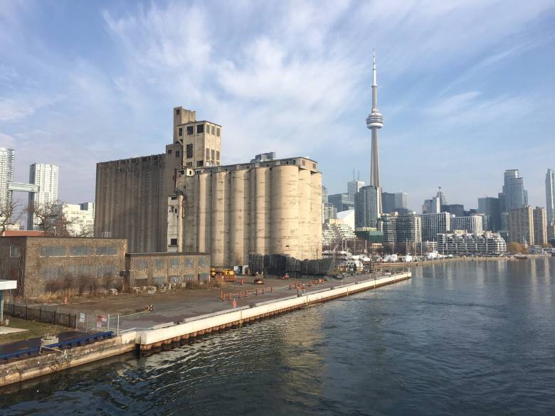 A photo of grain silos 