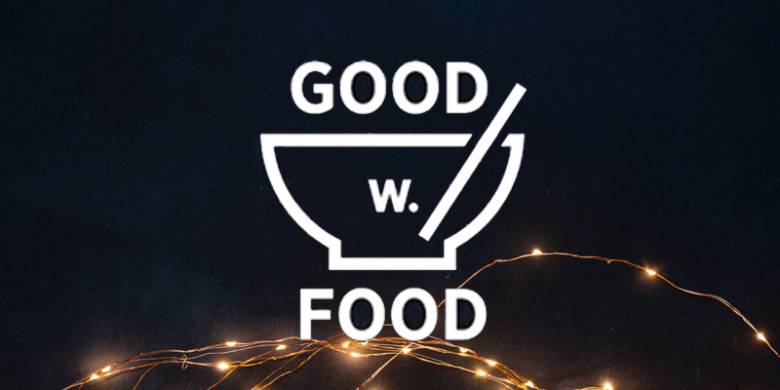 Good w Food logo in white against black background