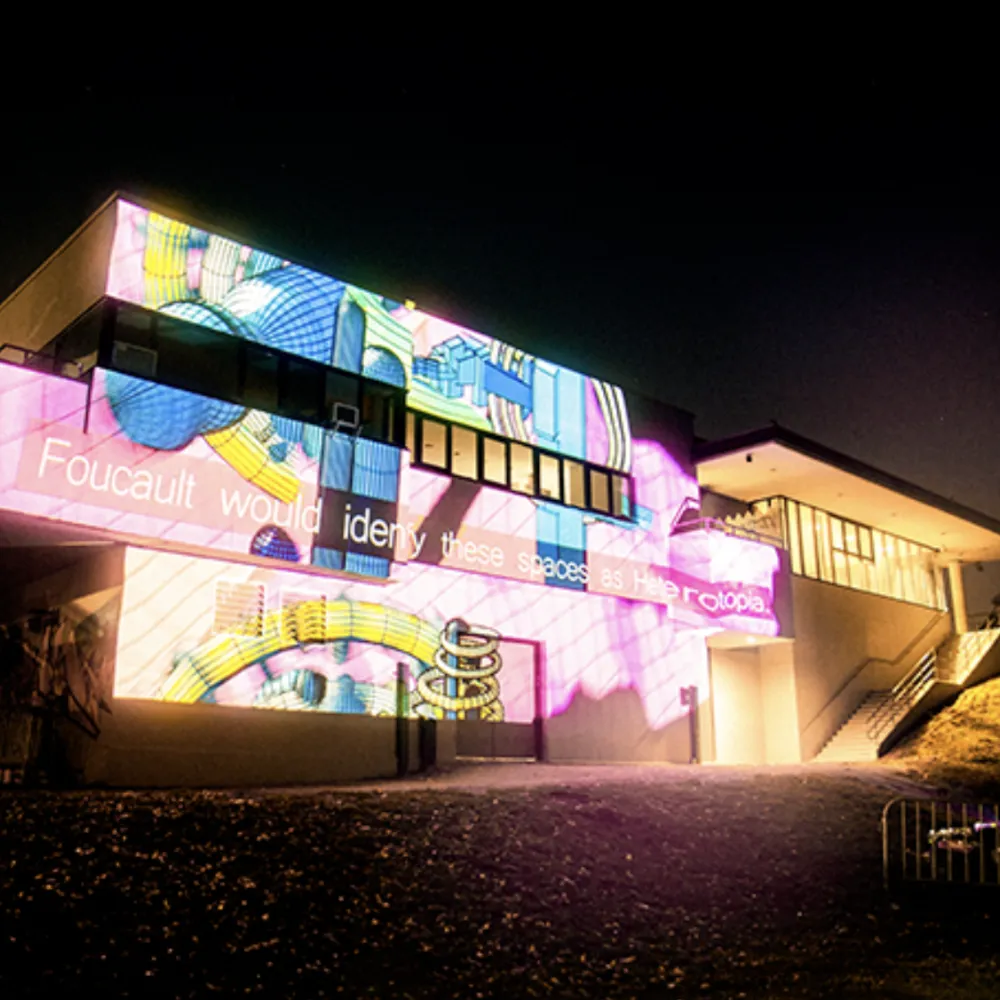 Projection mapping on a large building