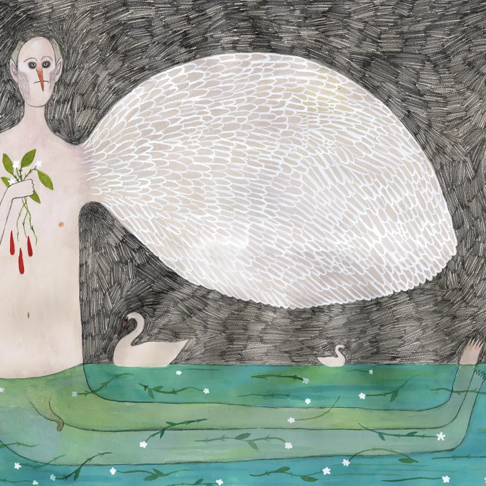 Illustration of a person with an oversized wing
