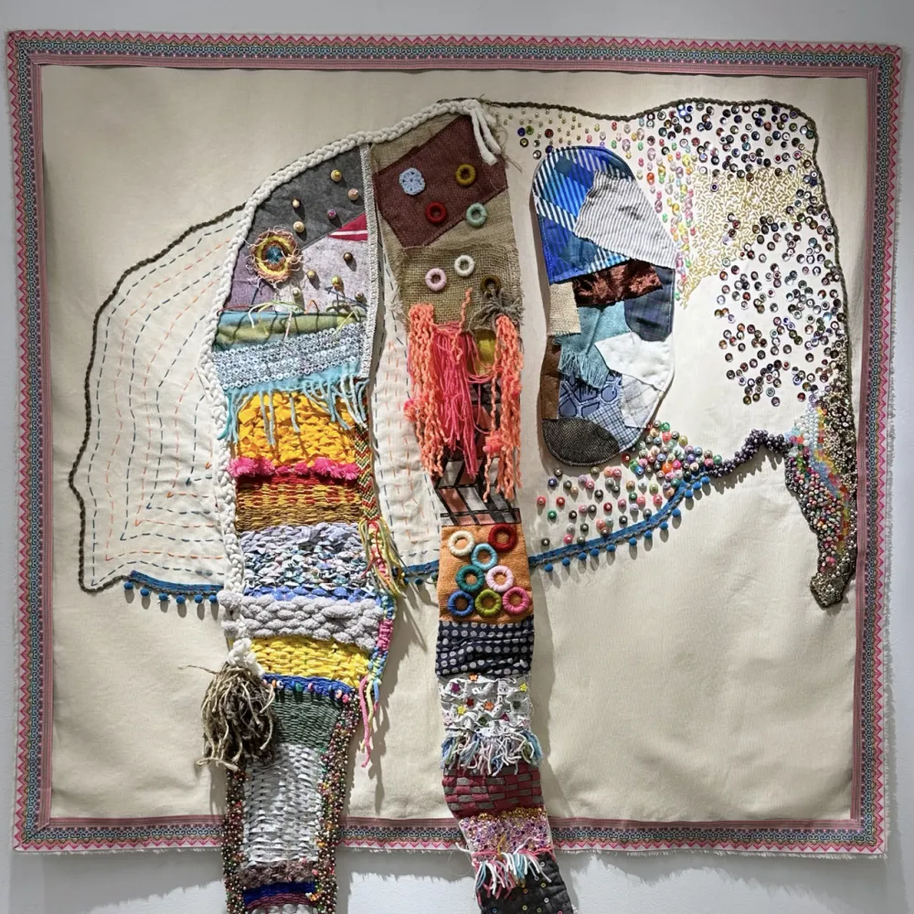 Abstract elephant made of various fabrics