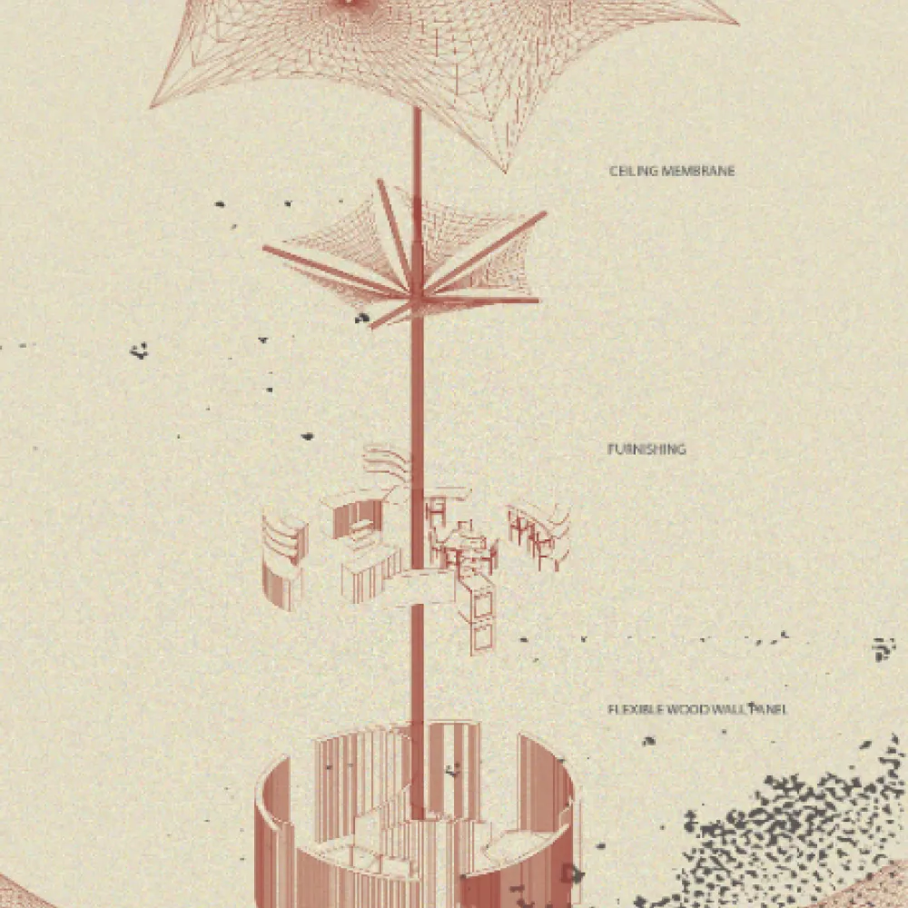 Technical drawing of architecture