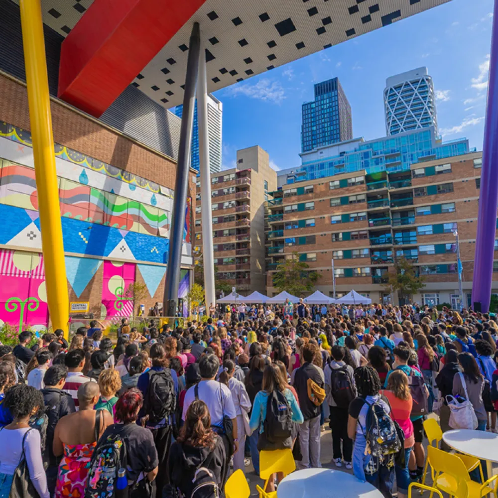 Student orientation under the Sharp Center